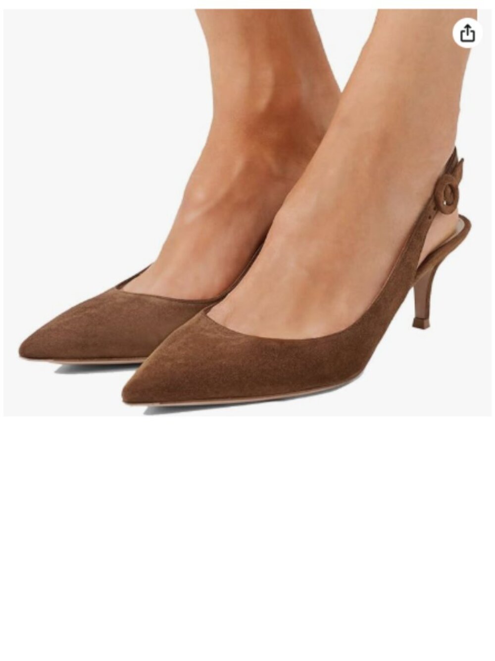 YDN Brown Mid Heels Office Pumps Pointed Toe Comfy Shoes with Slingback